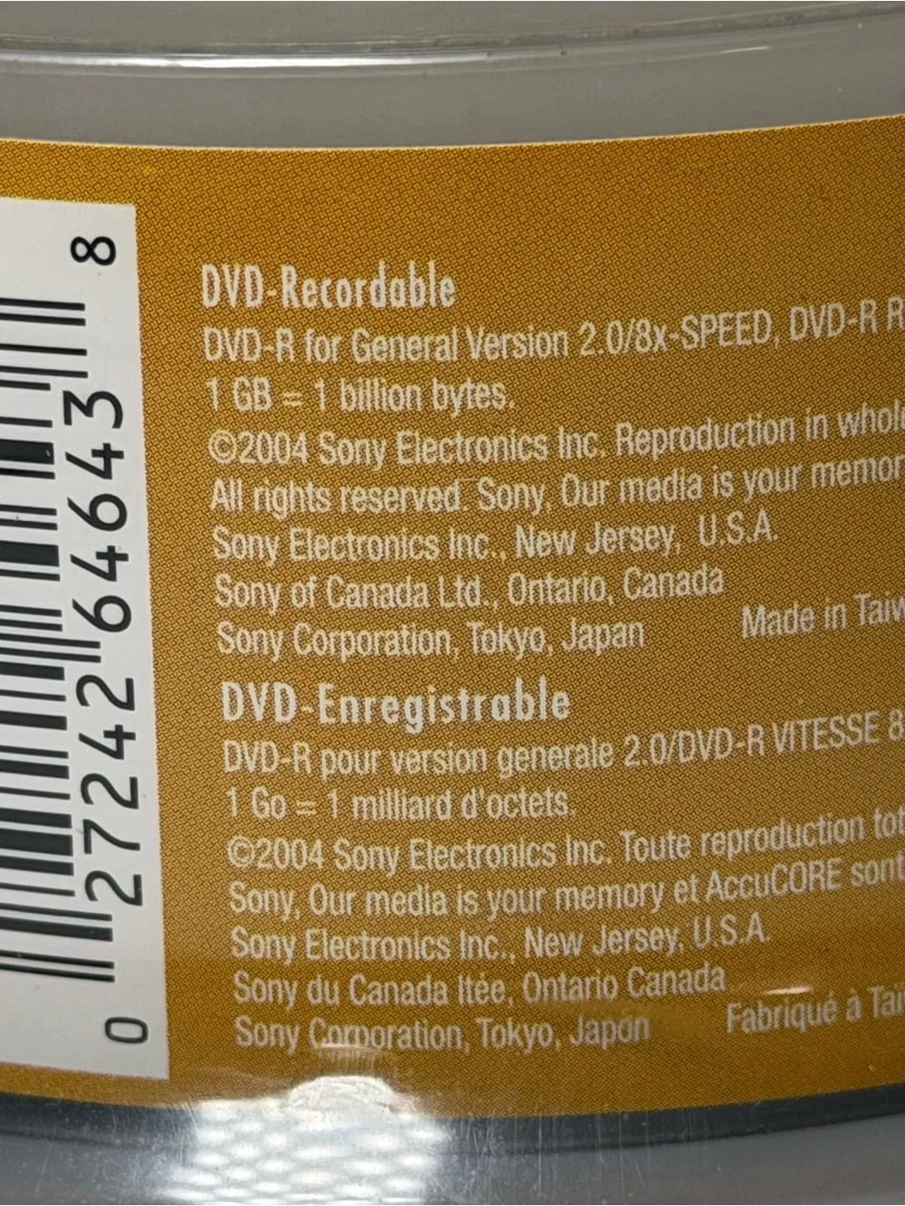 Sony DVD-R Recordable Blank Discs 25 Pack 120 min 4.7 GB 1x -16x Speed